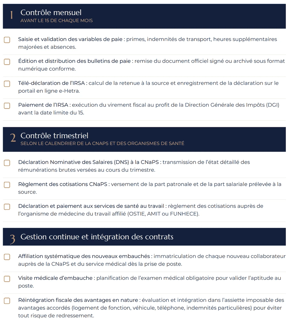 Checklist de conformité : vos échéances RH et fiscales à Madagascar